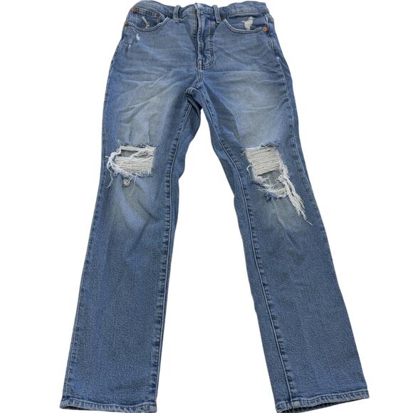 Madewell Jeans Womens 27 Blue The Perfect Vintage Jean Distressed Ripped Knees - Picture 1 of 9